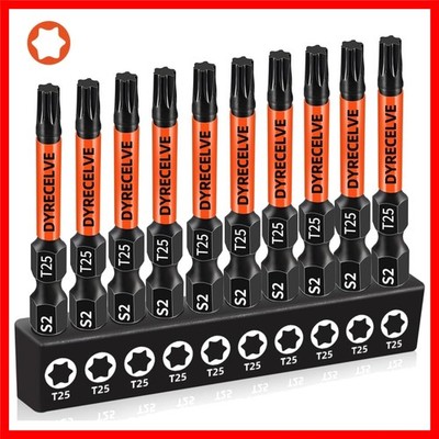 10-Pack T25 Torx Bits for Impact Driver- Torx Bit Set 2'' Long, Profession Star