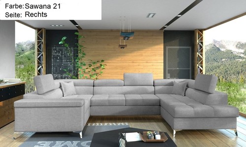 XXL Wohnlandschaft Tango mit Bettfunktion Ecksofa in U-Form mit Farbauswahl - Bild 18 von 29