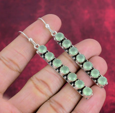 Aqua Chalcedony Gemstone Handmade 925 Sterling Silver Wonderful Earrings Jewelry