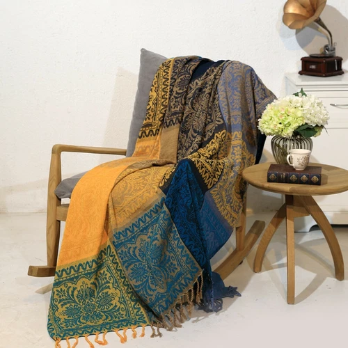 86 x 102" Vintage Bohemian Tapestry Sofa Throw Blanket Anti-slip Rugs Rural Sale - Picture 34 of 36