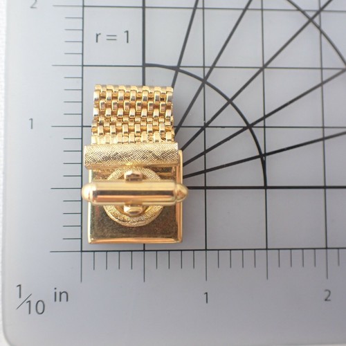 Vintage Dante Gold Plated Mesh Square Wrap Around Gold Plated Cuff Links - Picture 6 of 6