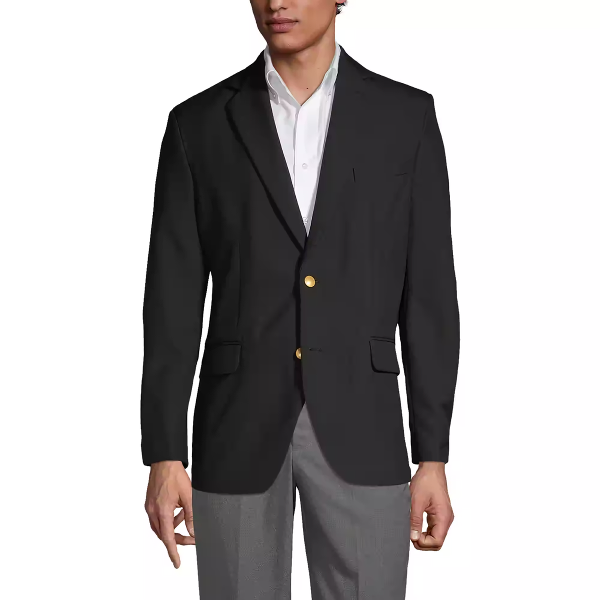 LANDS END men Hopsack Blazer Black Fully lined Traditional 2