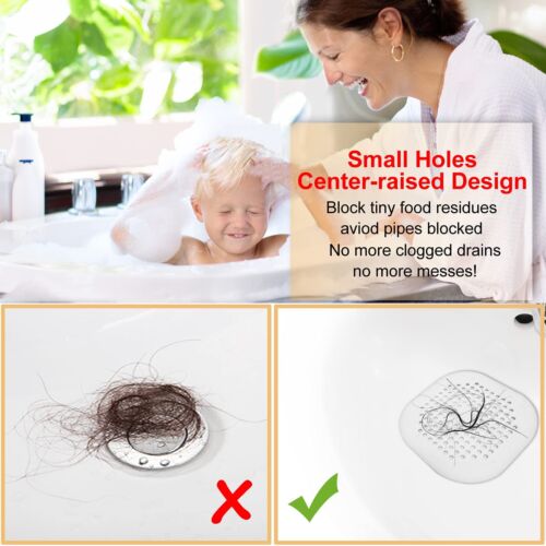 Hair Drain Catcher 2 Pack Silicone Shower Stopper with Suction Cup White - Picture 3 of 6