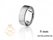 950 Platinum Solid FLAT 8mm Wedding Band Ring - Comfort Fit ICE MATTE Finish New