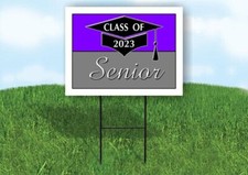 2023 SENIOR PURPLE GRAY 18inx24in Yard Road Sign w/ Stand