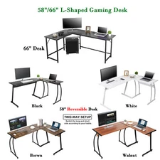 58"/60" L-Shape Gaming Desk Corner Computer Desk Laptop Table Office Workstation