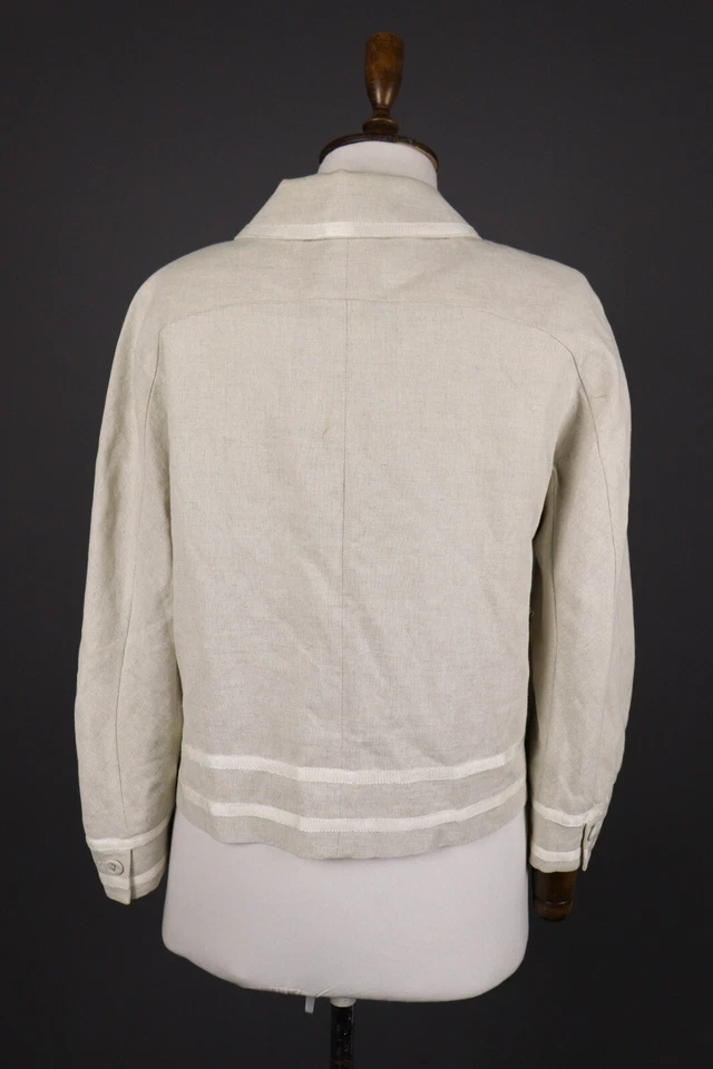 Chaqueta Blazer ROJA VALENTINO Marfil Lino Doble Pecho Tejido Talla L Foto 3 de 4