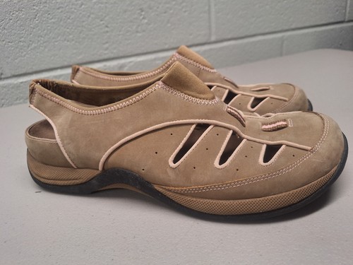 Clarks Sandals Womens 8.5 Springers Fisherman Slingback Beige Leather Comfort - Picture 2 of 7