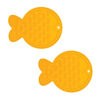 X2 Catit Creamy Lickable Cat Treat Feeding Mat, Fish Shaped Cat Placemat 