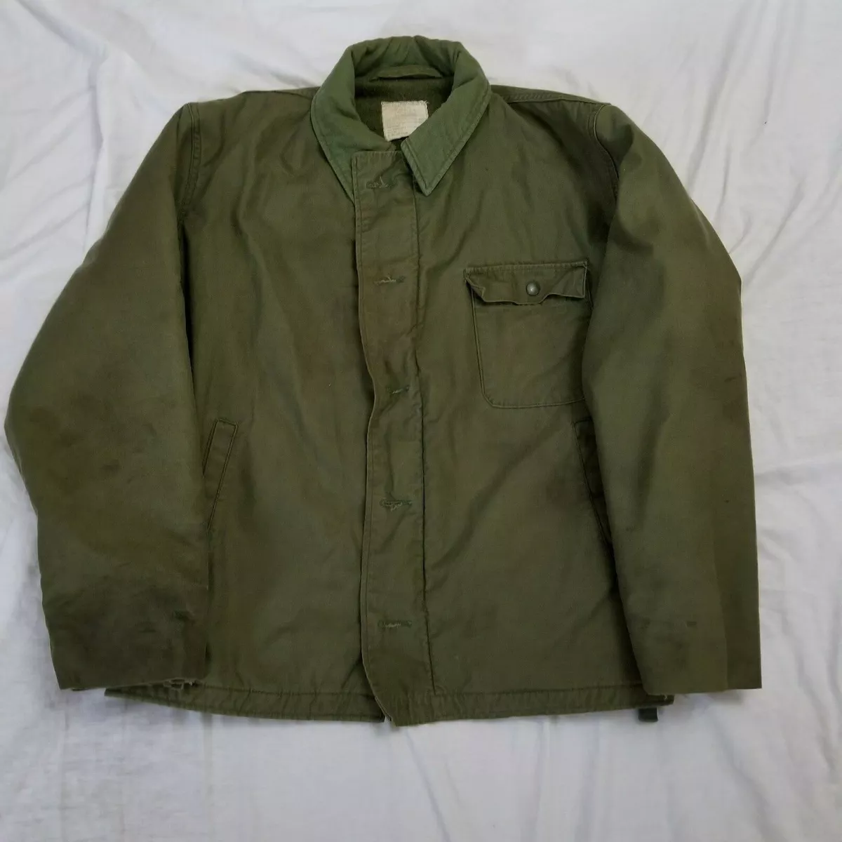 Vintage 70s US Navy Permeable A-2 Cold Weather Deck Jacket Vietnam