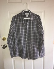 New Mens Dress Shirt Gray/White Size Large Slim