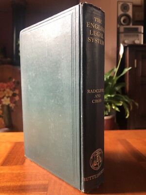 The English Legal System (1st Ed) - Radcliffe, G R Y & Cross 1937 Butterworth