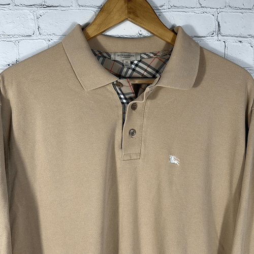 Burberry London Nova Check Trim Herren Langarm Polo Gr. XL hellbraun GBBURLTDTRE - Bild 2 von 8