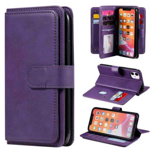 10 Card Holder Wallet Leather Case Cover For iPhone 11 Pro Max XS XR 6s 7 8 SE 2 - Picture 12 of 43