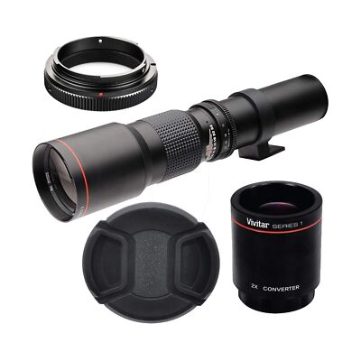 High-Power 500mm/1000mm f/8 Manual Telephoto Lens for Canon EOS 80D, EOS 90D,...