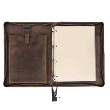 Luxury Retro A4 Cowhide Business Leather Portfolio with 4 Ring Binder Sketchbook