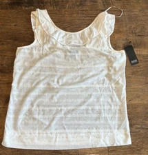 A New Approach A.N.A. White Sleeveless Tank Top Ruffle Women’s Size small