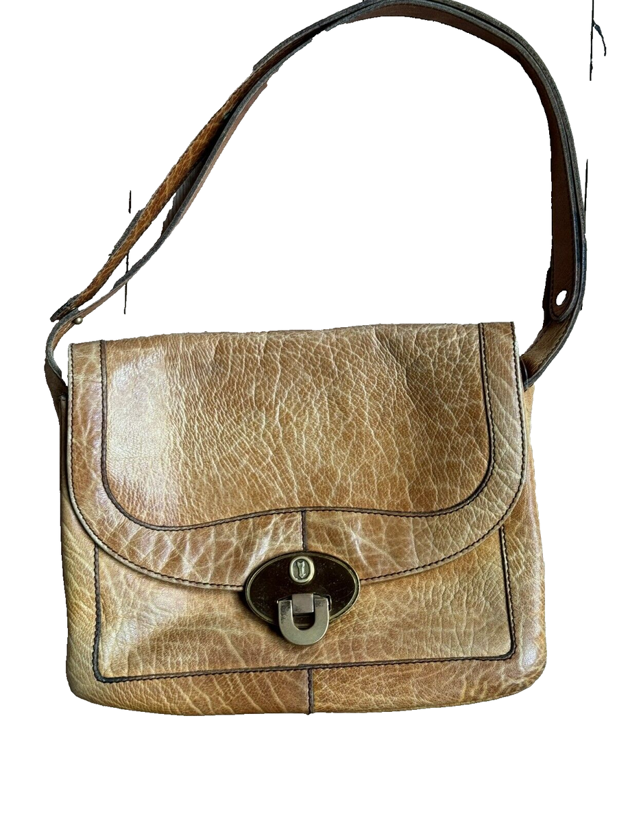 Goldpfeil Vintage Saddle Bag XS cognac braun Krokoprägung Quiet