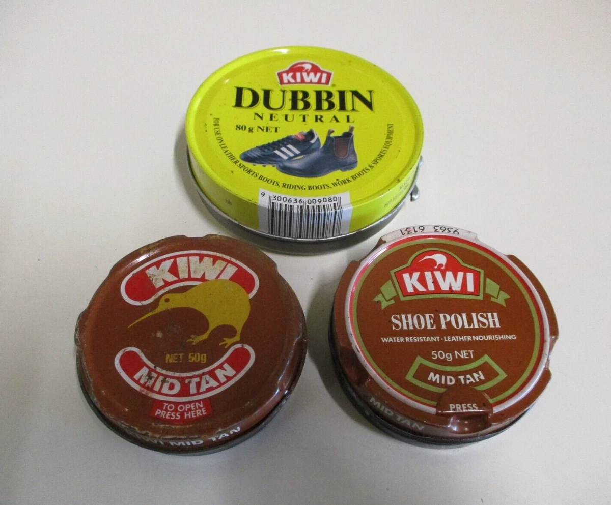 Three Kiwi Shoe Boot Polish Empty Collectable Tins Dubbin