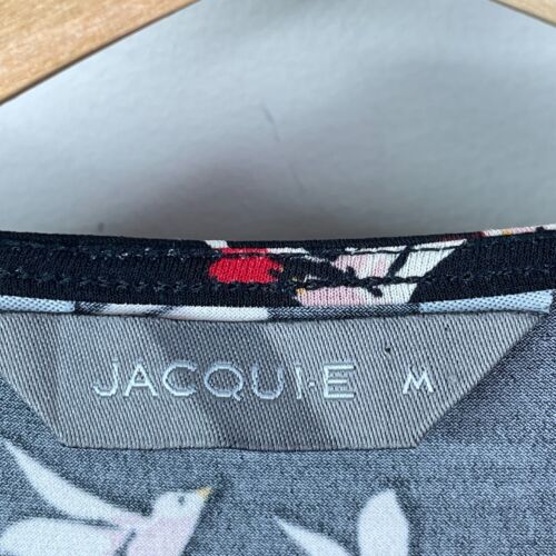 Jacqui-E Wrap Dress Womens Medium Black Dove Bird Print 3/4 Sleeve Knee Length - Picture 7 of 11