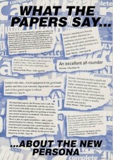 Proton Persona Press Reviews 1996-97 UK Market Single Sheet Sales Brochure