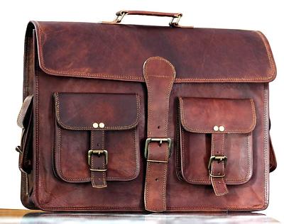 Vintage Herren-Aktentasche aus echtem hochwertigem weichem Leder Laptop Kurie...
