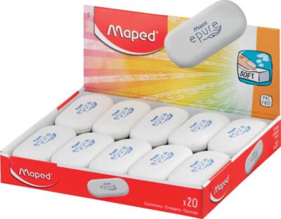 Maped Kunststoff-Radierer Epure, oval, weiß, 20er Display