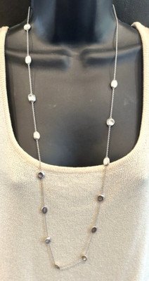 Ippolita Multi Pebble Station Long Chain 925 Sterling Silver Necklace