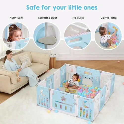 10/14/18 Stk Laufgitter Baby Laufstall Faltbar DIY Absperrgitter Krabbelgitter - Bild 13 von 59