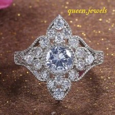 2.10CT Round Cut Diamond Lab-Created Engagement Wedding Ring 14K White Gold Over