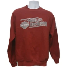 Harley Davidson slope cardinal crew men's red sweatshirt long sleeve New
