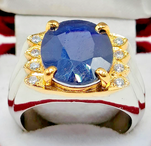 Xmas Gift Natural African Sapphire Stones Ring Handmade Ring Sapphire Ring 925 - Picture 2 of 5