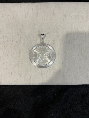 925 STERLING SILVER Bezel Greek Design Pendant FOR American Eagle Coin Medal - Picture 4 of 7