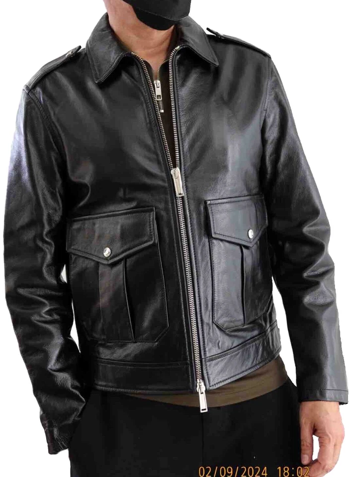 DSQUARED2 BNWT CALF LEATHER JEAN JACKET-BLACK EU50/US40/L (L-) - Image 3 of 4