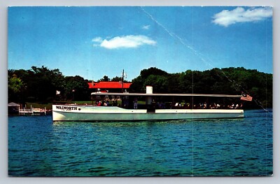 Postcard Wisconsin Lake Geneva US Mail Boat Walworth Chrome Unposted  I672