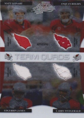 2008 PLAYOFF LEINART JAMES BOLDIN FITZGERALD TEAM QUADS TQ12 JERSEY CARD 056/100