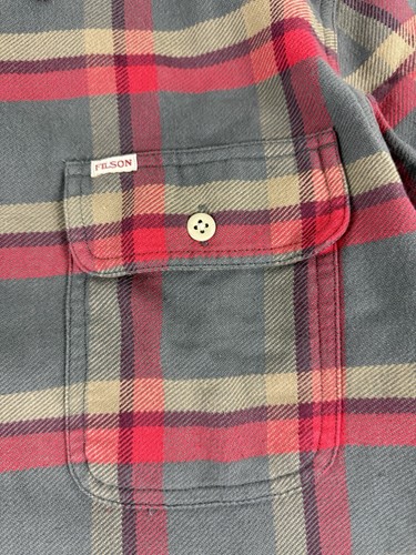 FILSON VINTAGE FLANNEL WORK SHIRT GRAY/RED/MULTI PLAID M NWT - Picture 4 of 14