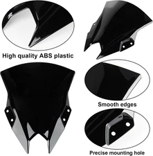 Black Windshield for Kawasaki Ninja500 2024 24 Plastic Motorbike Windscreen New