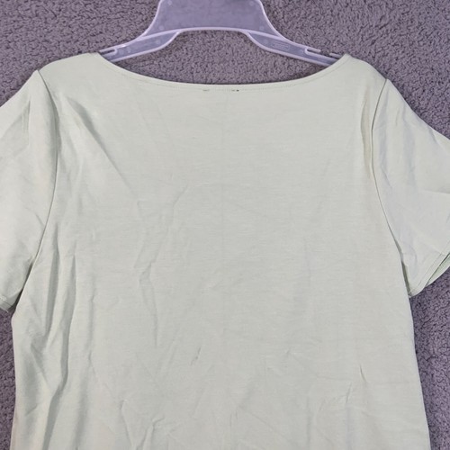 Ann Taylor Top Womens Large Green Solid Pullover Boat Neck Short Sleeves - Picture 7 of 13