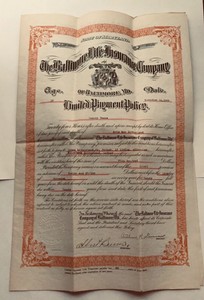 Vintage The Baltimore Life Insurance Company Policy With Receipt 1932 | eBay