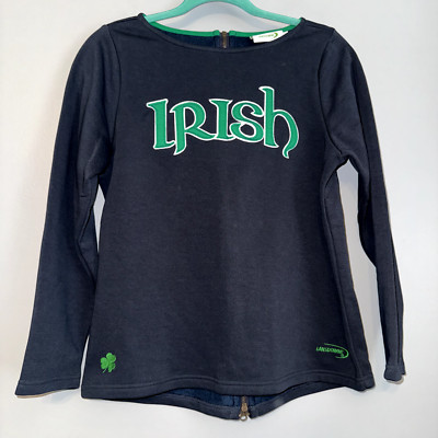 EUC Lansdowne Sweatshirt Irish Memories Celtic Green Shamrock Back Zip Small