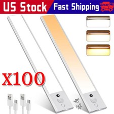 LED Motion Sensor Under Cabinet Closet Light USB Rechargeable Kitchen Lamp Strip