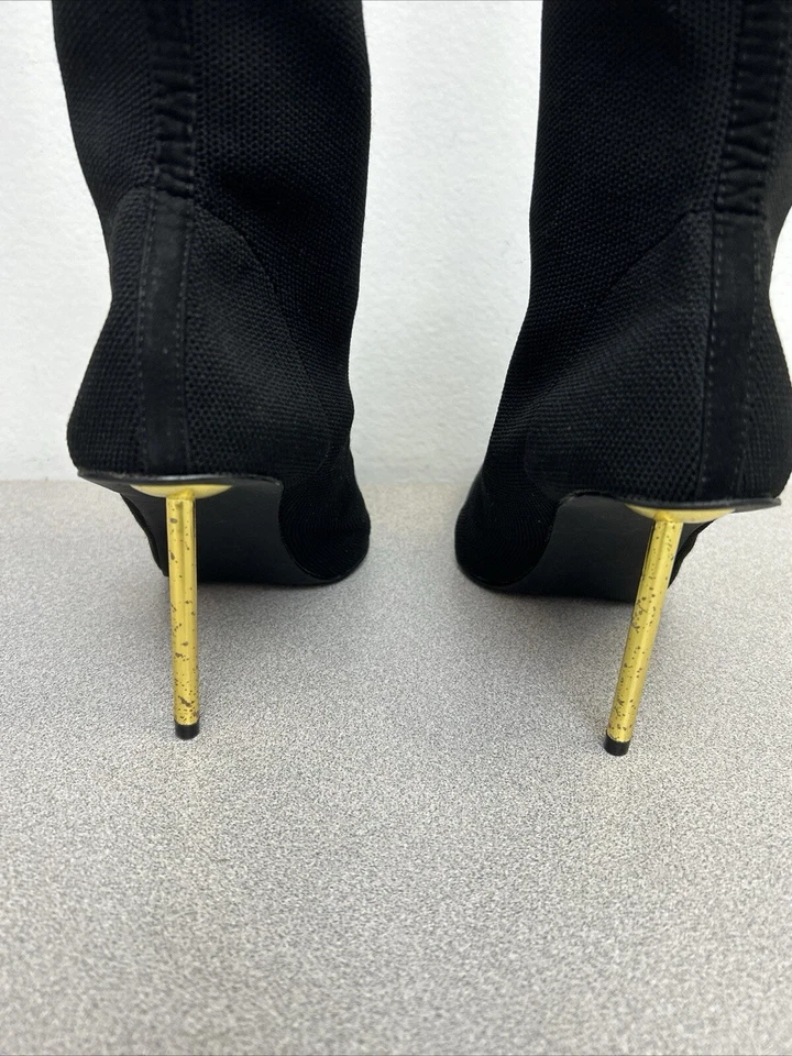 Moda Nova Botines, Calcetín Ajuste, Stiletto de Metal Dorado, Para Mujer Talla 11” Foto 4 de 4