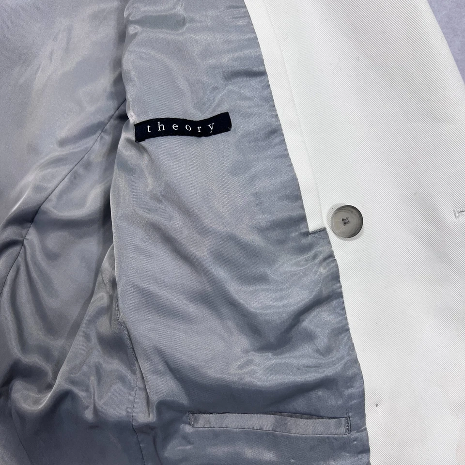 Blazer THEORY Mediano Amiel Crepe Chaqueta Blanca Doble Pecho Peso Pesado Foto 2 de 4