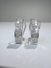 9k Gold 2.50ct Princess Cut Natural Diamond Earrings Certified