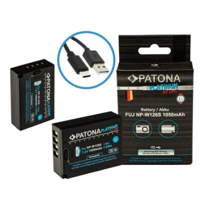 PATONA 2x Platinum Akku für Fuji NP-W126 mit USB C Input FUJIFILM X-H1 X-Pro3 X-T100