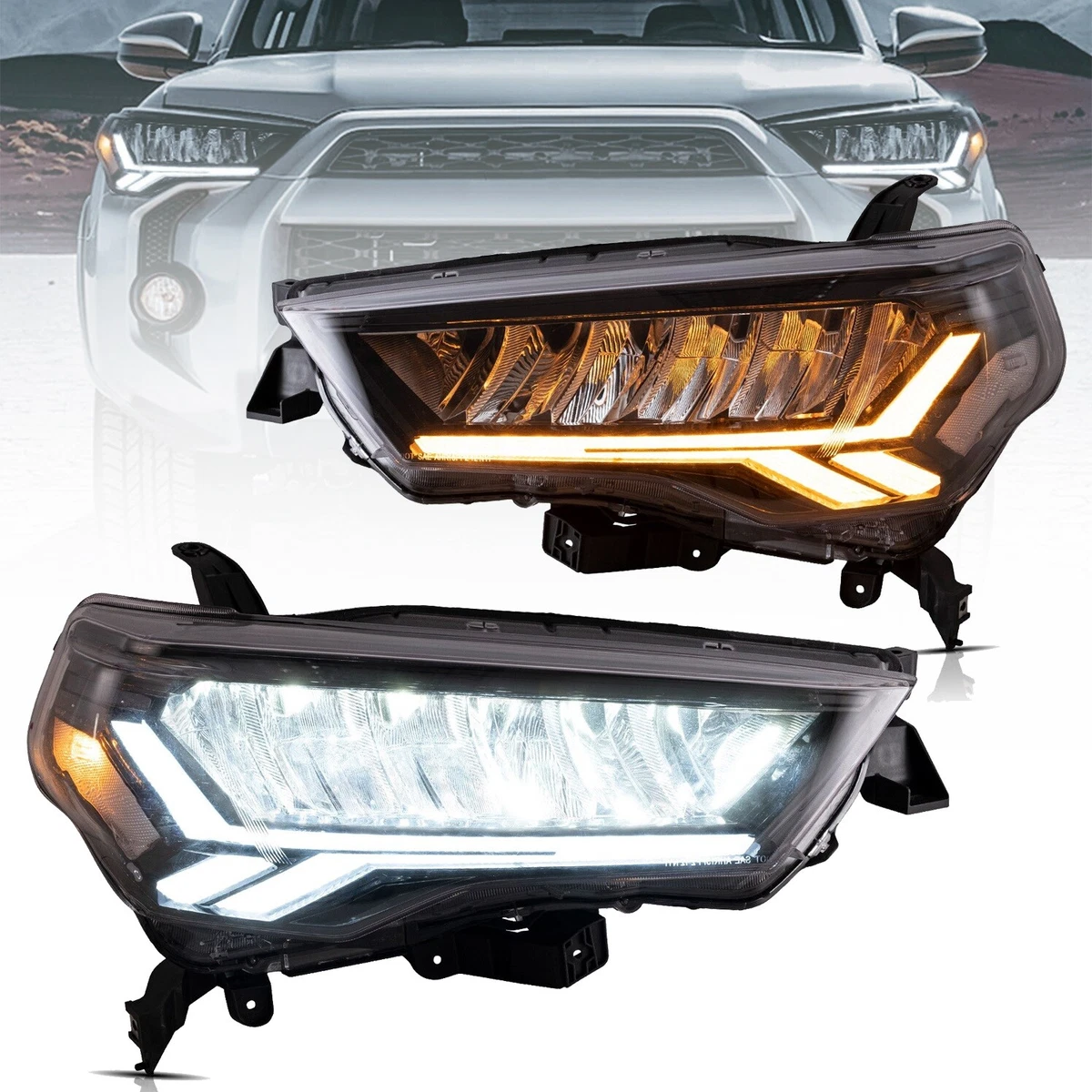 Full LED Reflector Headlights For 2014 2021 Toyota 4Runner w