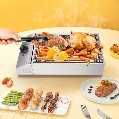 1800W Commercial Electric Grill Smokeless Grill Barbecue Oven In/Outdoor 110V