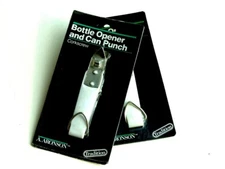 Aronson Bottle Opener and Can Punch w Corkscrew 2 pcs White Plastic