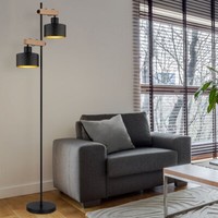 Standlampe Stehlampe Schlafzimmerleuchte HöHe Verstellbar Schwarz Gold H 168 Cm